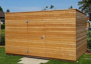 Gartenhütte ohne Dachüberstand