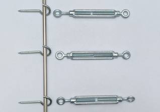 Befestigungs-Set Maschendraht; Lusterhaken 5/70 + Spanschloss M6 + Rundstange DM 8-10 mm
